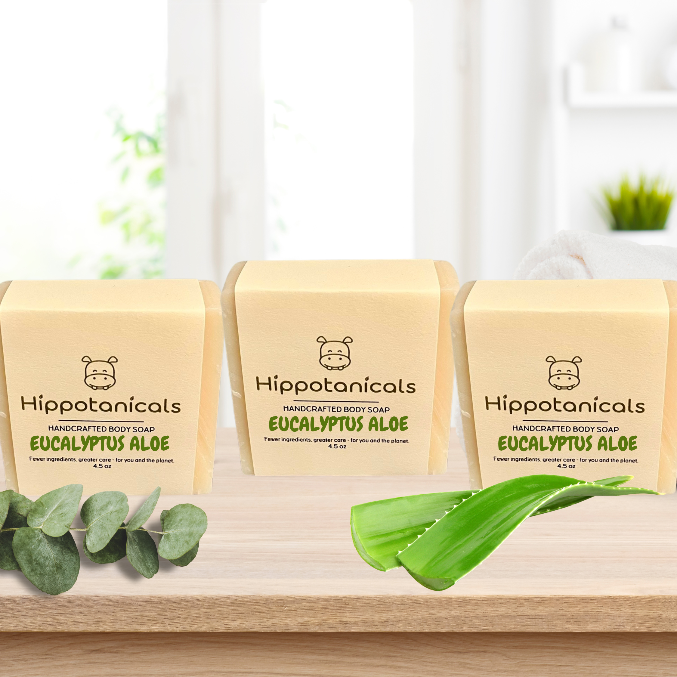 Hippotanicals – Großhandel Feste Seife – Eukalyptus Aloe Seifenstück – Handgefertigte vegane Seife1