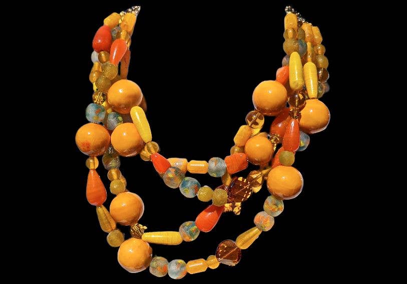 Gay Isber Designs - Wholesale Beaded/Pearl Necklace - Mustard Cotton Pearl 4-Strand Necklace by Gay Isber3