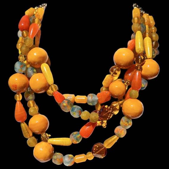 Gay Isber Designs - Wholesale Beaded/Pearl Necklace - Mustard Cotton Pearl 4-Strand Necklace by Gay Isber3