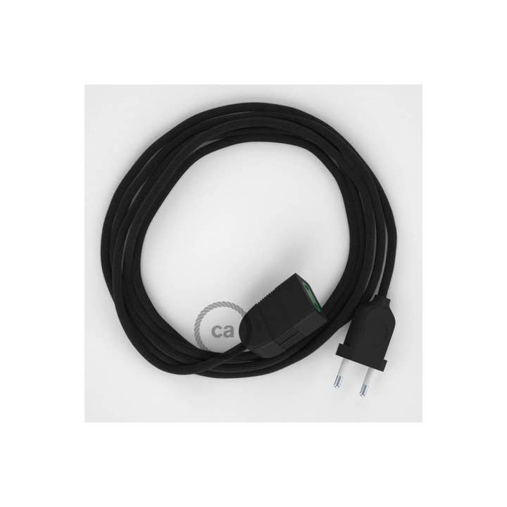 LIGHTINUP S.R.L. - Wholesale Charging Cable - Electric extension with textile cable RC04 Black Cotton 2P 10A Made in1