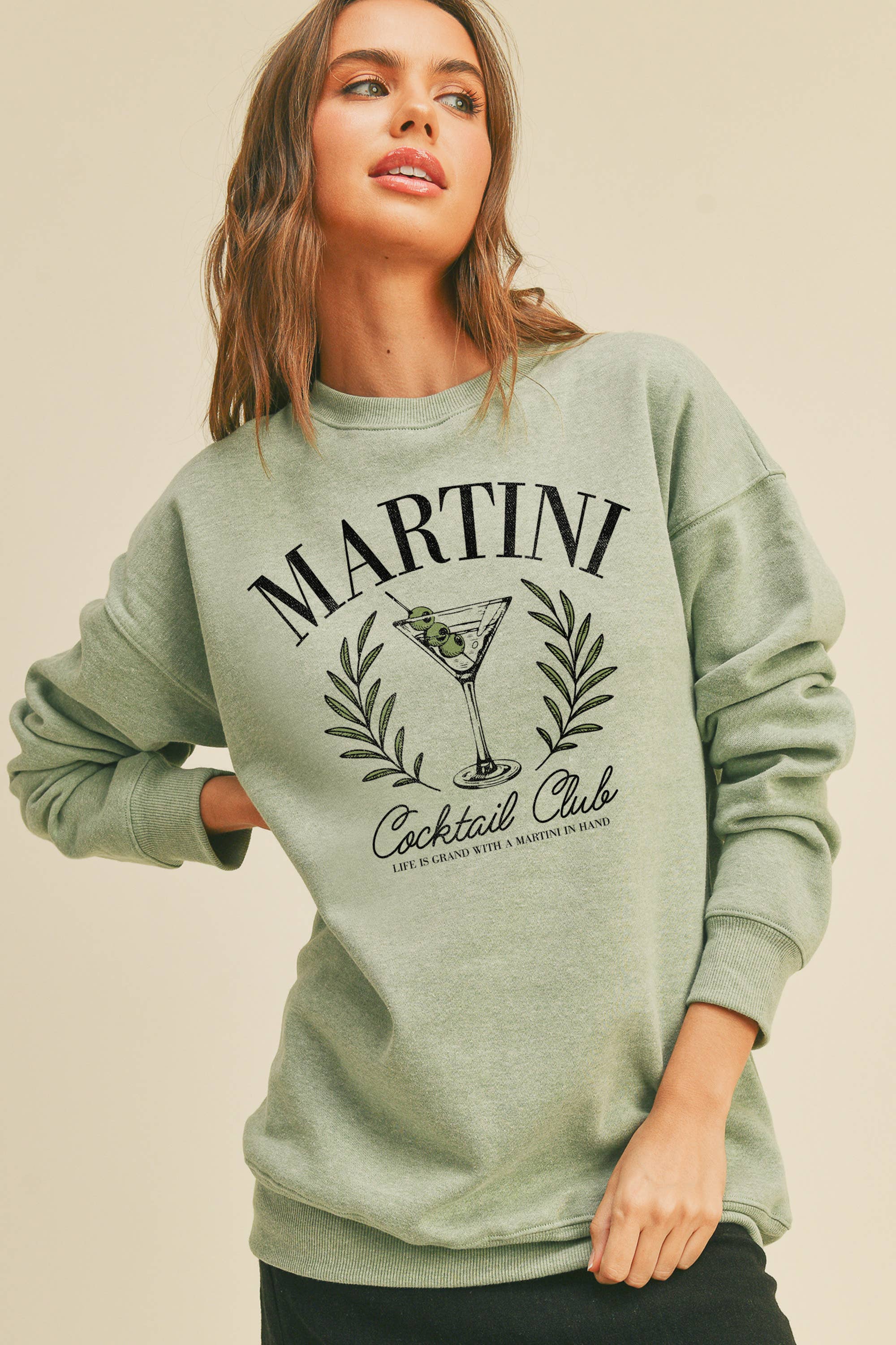 Honestee - Wholesale Sweatshirt - Women's - Martini Cocktail Club Long Sleeve Sweatshirt6