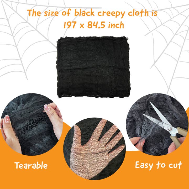 Wrapables.com - Wholesale Decal - Party Decorations - Wrapables 197 x 84.5 Inch Halloween Gauze Black Creepy Cloth1
