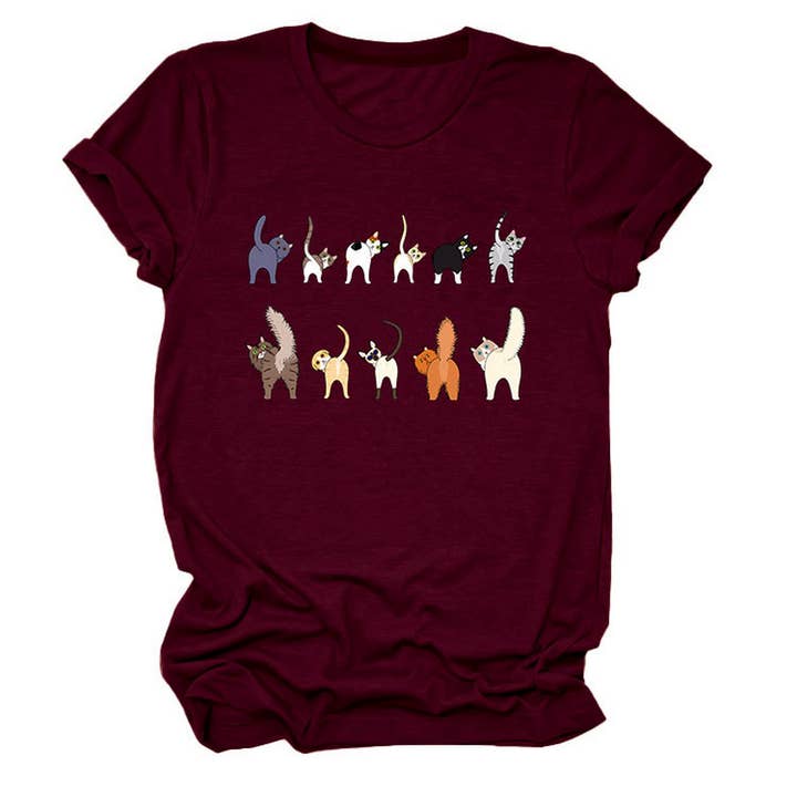 ACCITY - Wholesale T-Shirt (Graphic) - Unisex - Cute Cat Graphic Tee – 11 Cats Turn Around_CWTTS149510