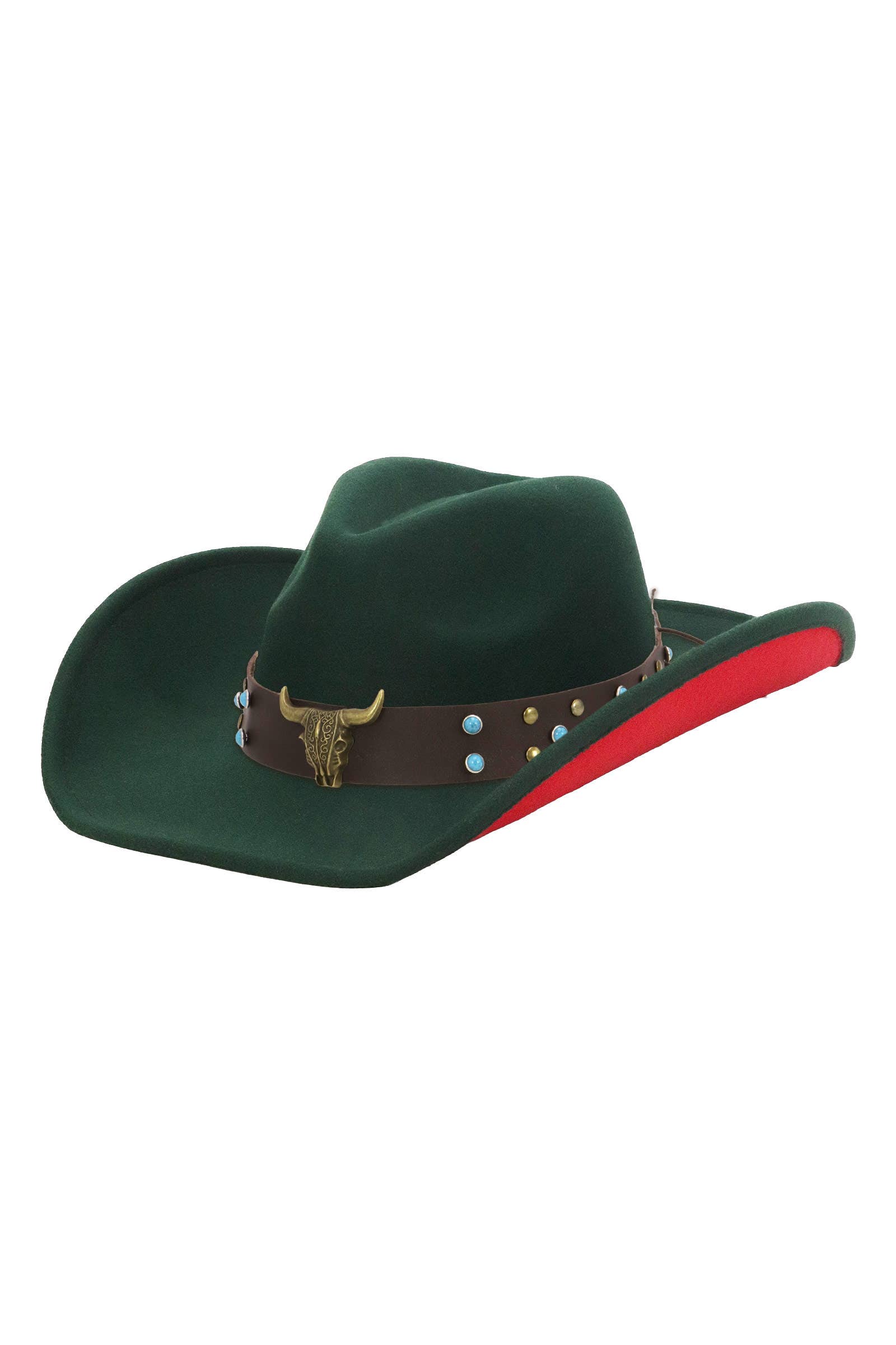Cap Zone - Vendita all'ingrosso Cappello da cowboy - Unisex - Cappello da Cowboy in Feltro Bicolore Turchese Buffalo3