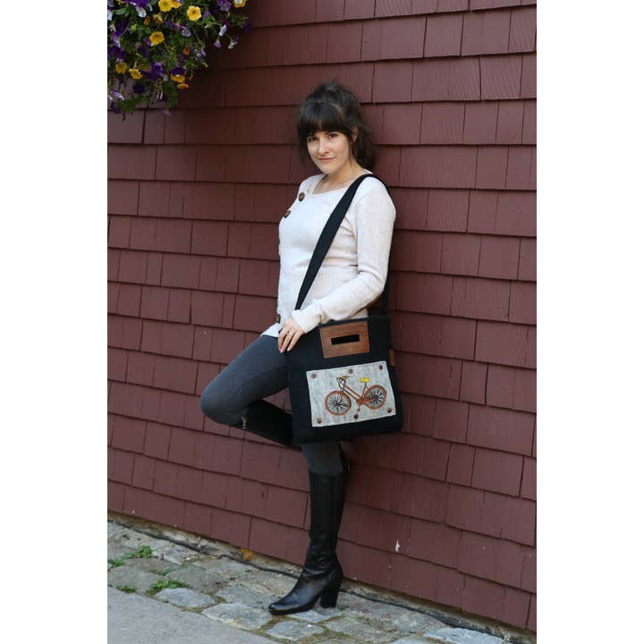 Fibres of Life - Wholesale Tote Bag - Women's - Felt and Leather Tote Bag with Buttons - Singles