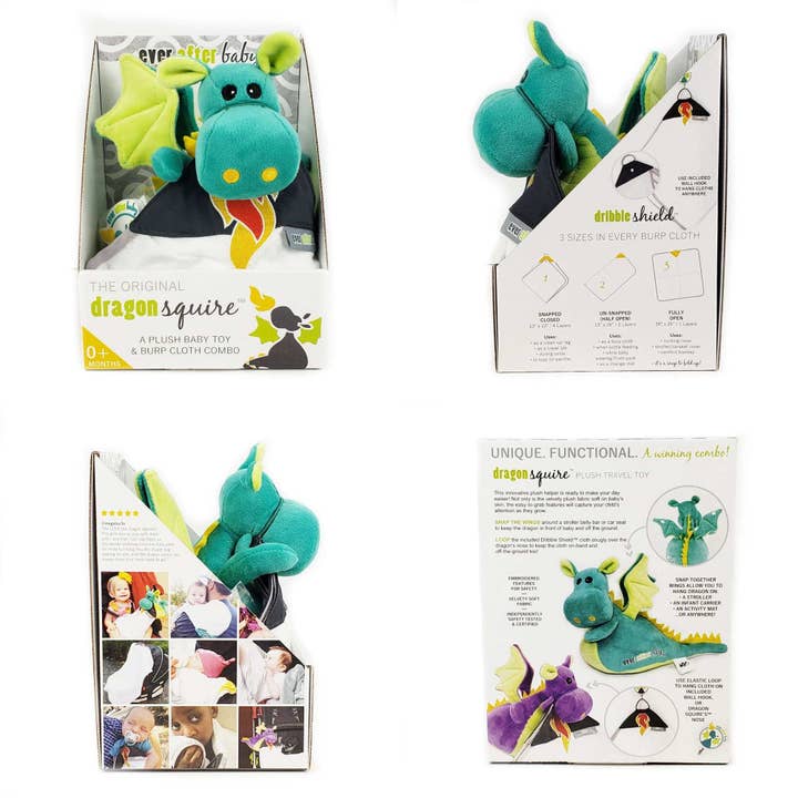 Ever After Baby - Vendita all'ingrosso Peluche - Bambini e neonati - Peluche Dragon+Panno Allattamento Mussola Burp Teal4