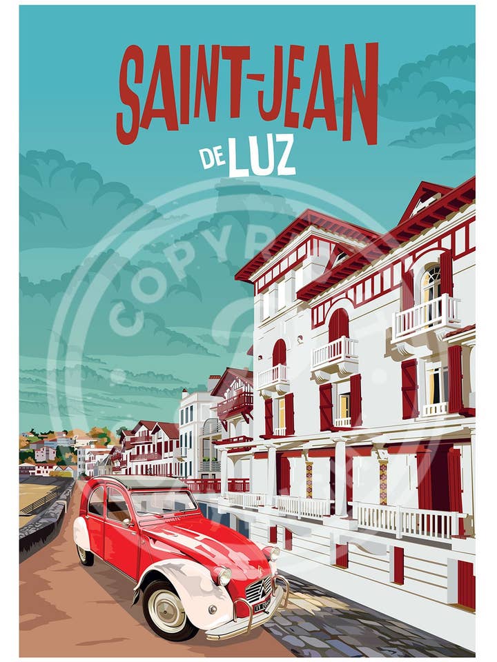 AFFISCH AV STADEN SAINT JEAN DE LUZ - 30X40 CM för wholesale av Printymania