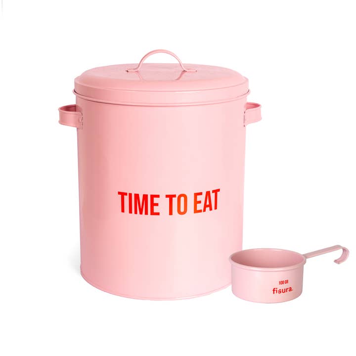 Fisura - Wholesale Pet Treat Jar - Cat/Dog - Pet food container "time to eat" pink