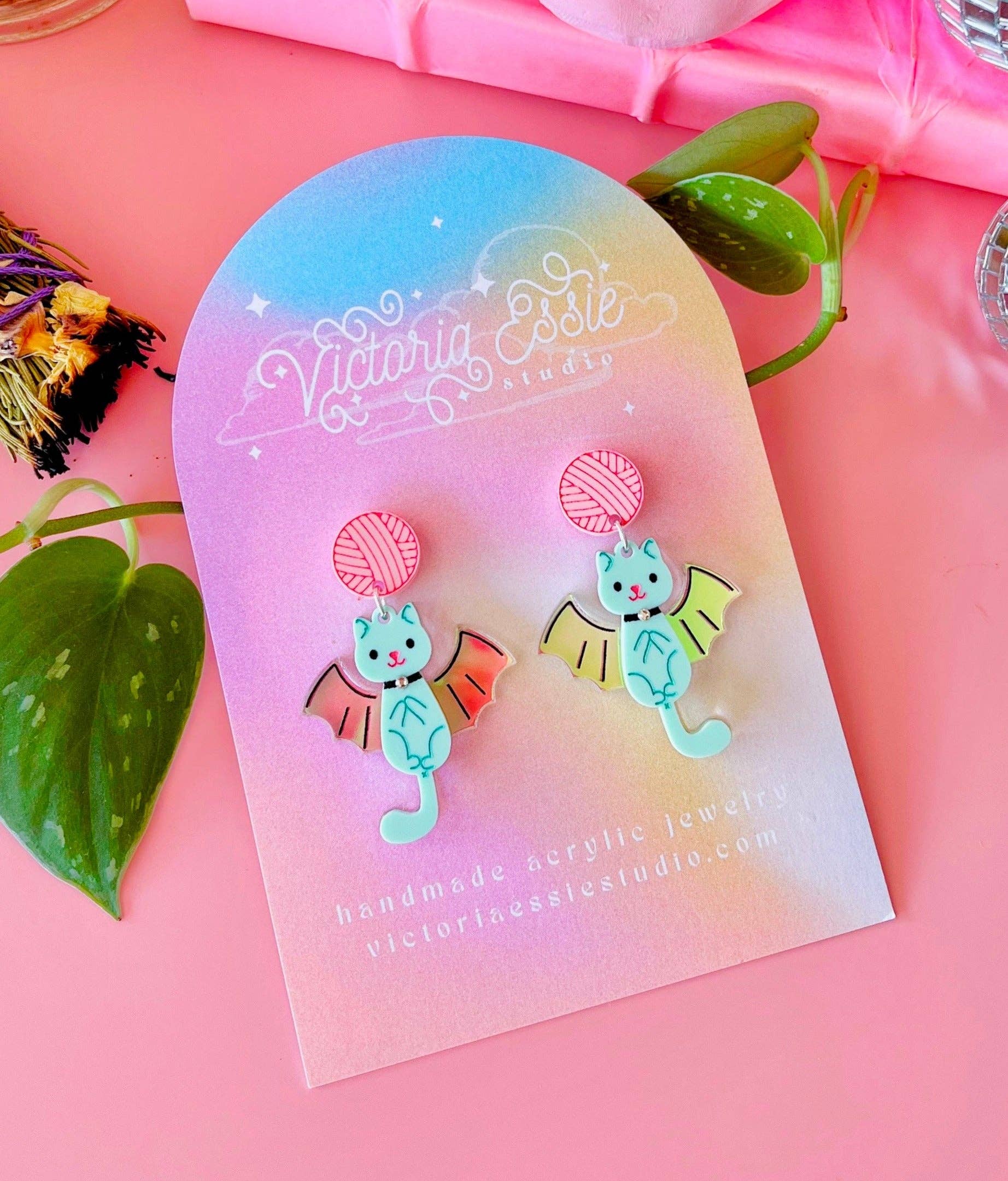 Victoria Essie Studio - Wholesale Dangle Earrings - Bat Cat Earrings0