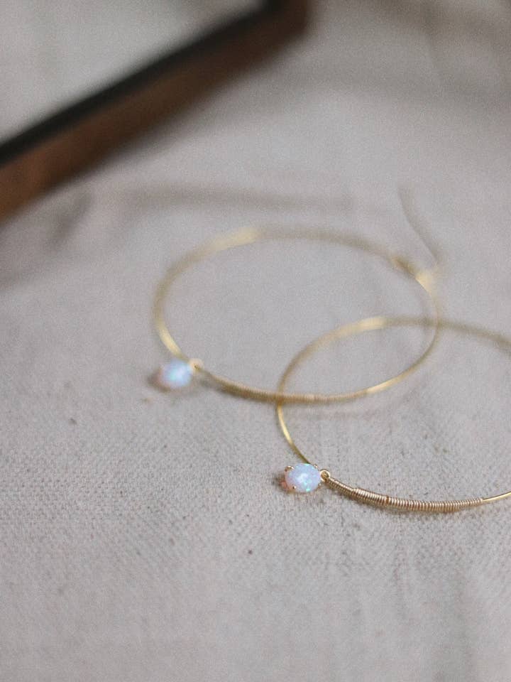 OPAL HOOPS for wholesale by Goldie Jewelry