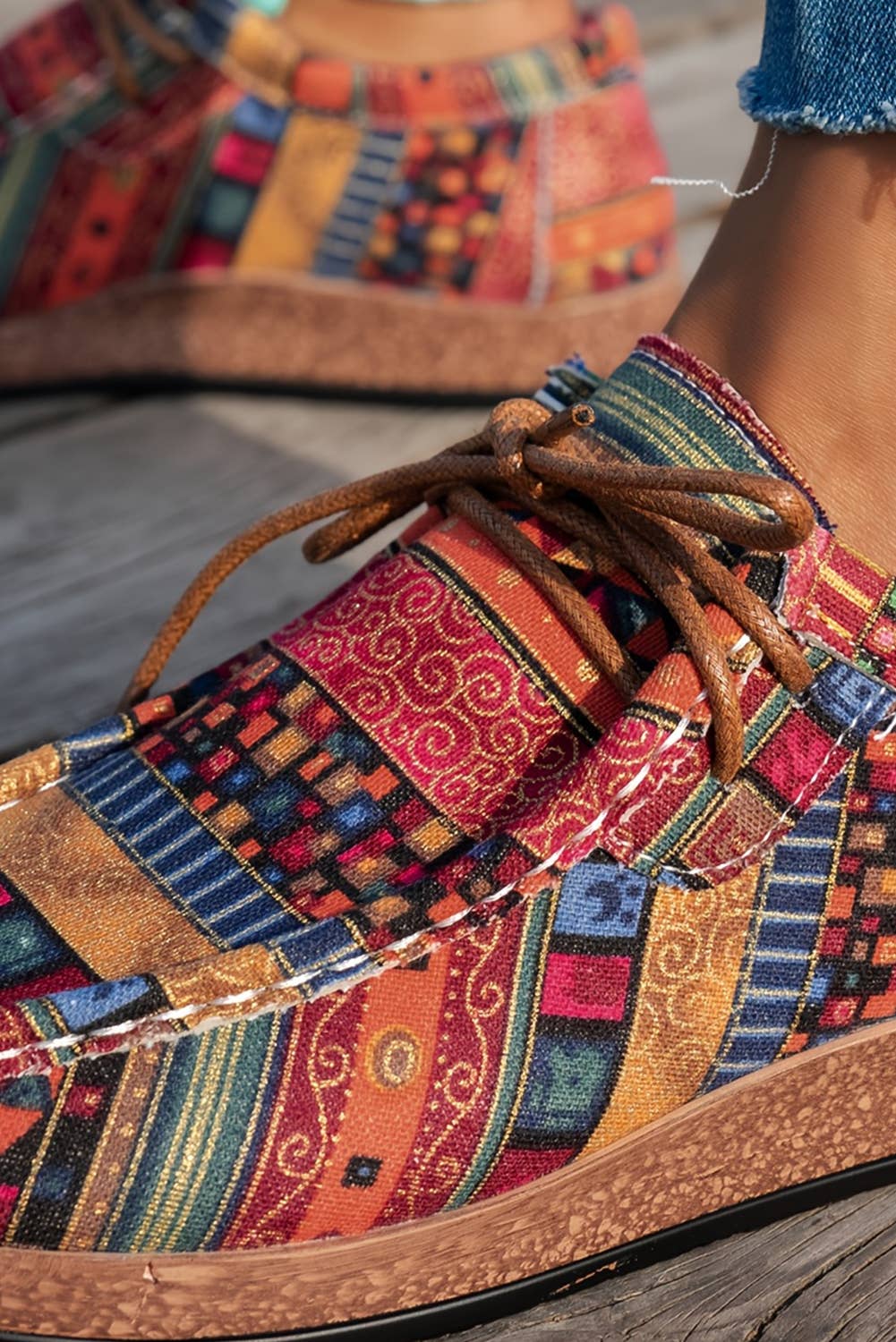 Little Daisy Closet - Wholesale Slip On Sneakers - Women's - LDC Western Leopard Faux Suede Lace-up Decor Slip On Shoes9