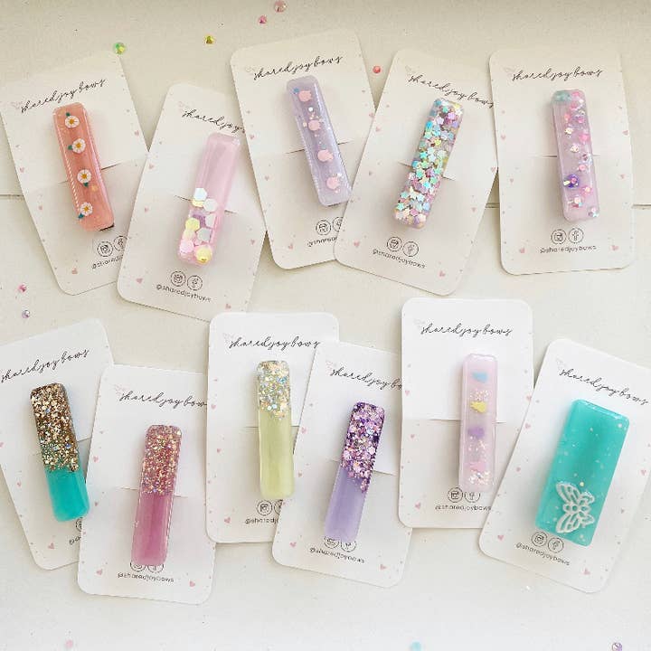 Shared Joy Bows - Wholesale Hair Clip - Kids - Glitter Resin Hair Clips