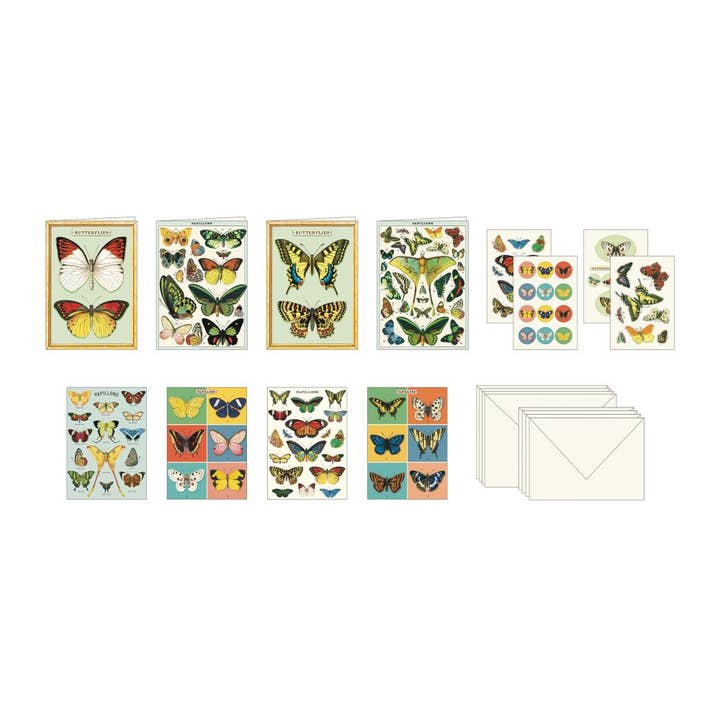 Bobangles - Wholesale Stationery/Notecard Set - Cavallini Stationery Set - Butterflies