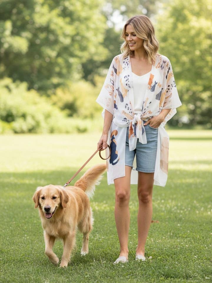 JC091745 Desfile de Cachorros de Kimono Branco-Multi por atacado de JC Sunny Fashion