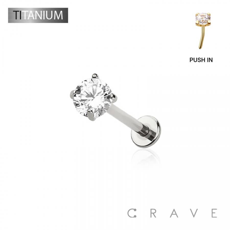 CRAVE - Wholesale Stud/Post Earrings - 4MM DISK IMPLANT GRADE TITANIUM PRONG SET PUSH IN THREADLESS0