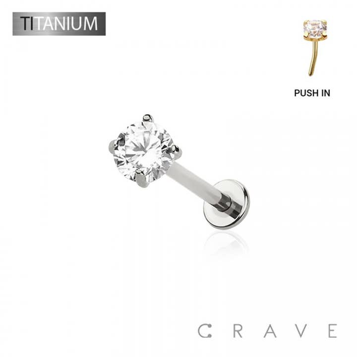 CRAVE - Wholesale Stud/Post Earrings - 4MM DISK IMPLANT GRADE TITANIUM PRONG SET PUSH IN THREADLESS