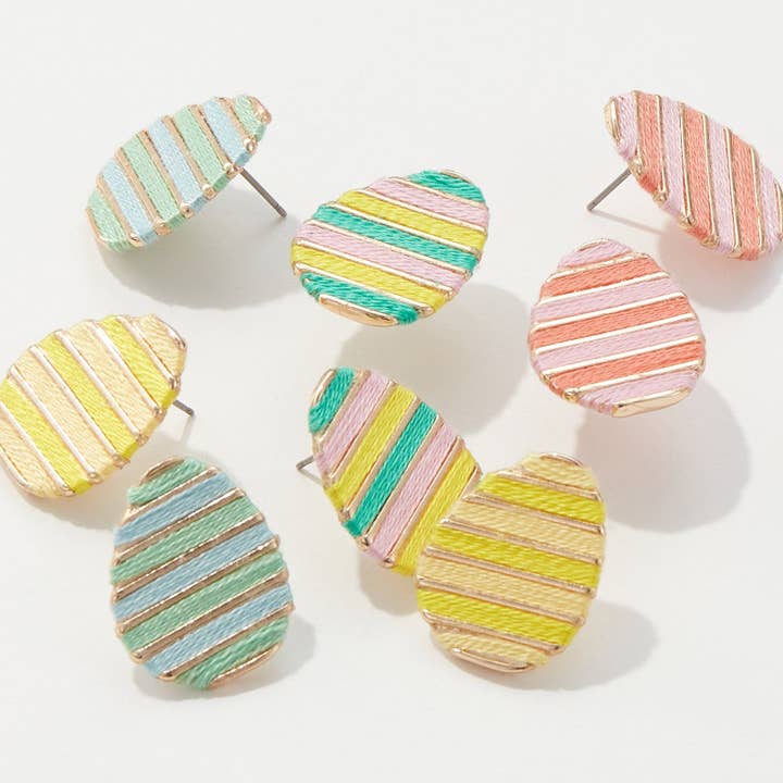 Easter Egg Thread Post Earrings for wholesale by Lilla Haven