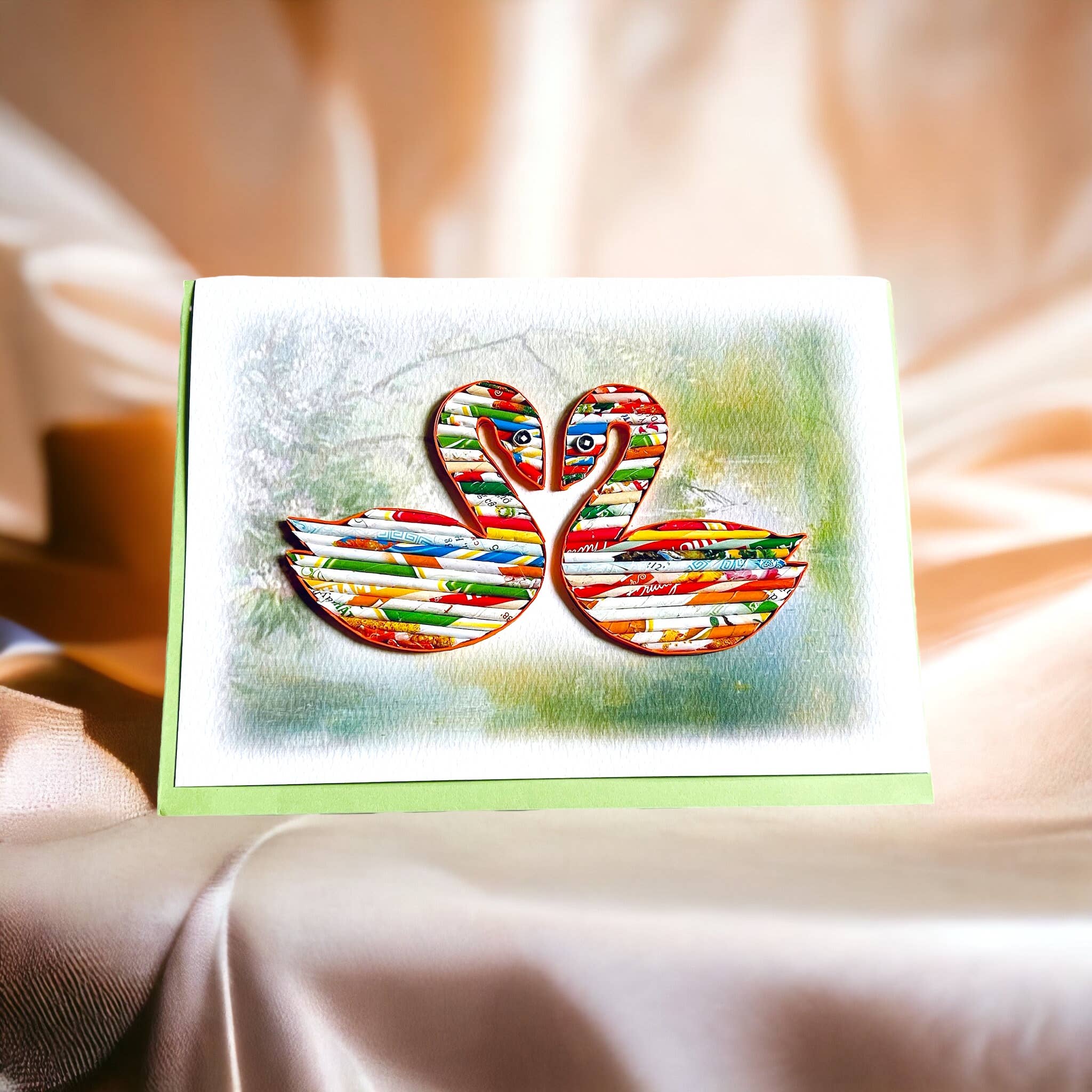 Loving Nature - Vente Carte de vœux classique - Carte cygne en papier roulé faite à la main à partir3