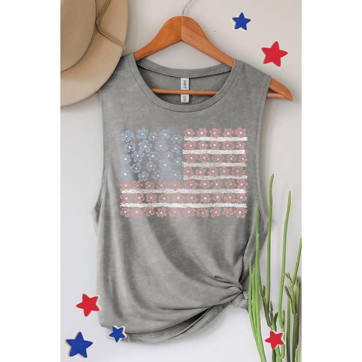 HRTandLUV - Wholesale Tank Top - Women's - AMERICAN FLAG GRAPHIC TANK TOP