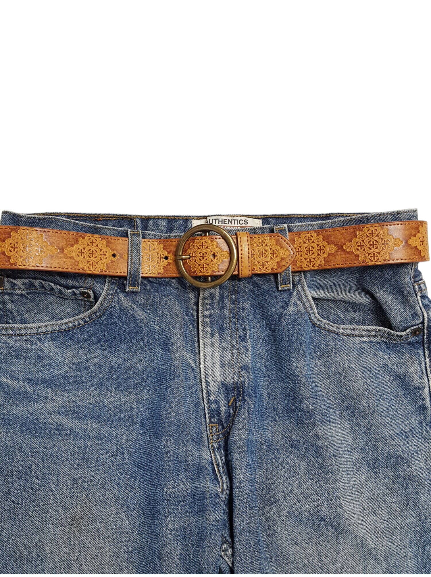 Axesoria West - Wholesale Belt - Women's - Vintage Hand Painted Tooled Belt w. round buckle2