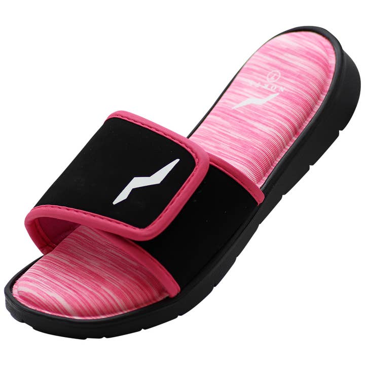 NORTY - Women's Memory Foam Footbed Sandals - Runs 1 Size Small 41756- Pink/Black for wholesale by Eastern Off Price