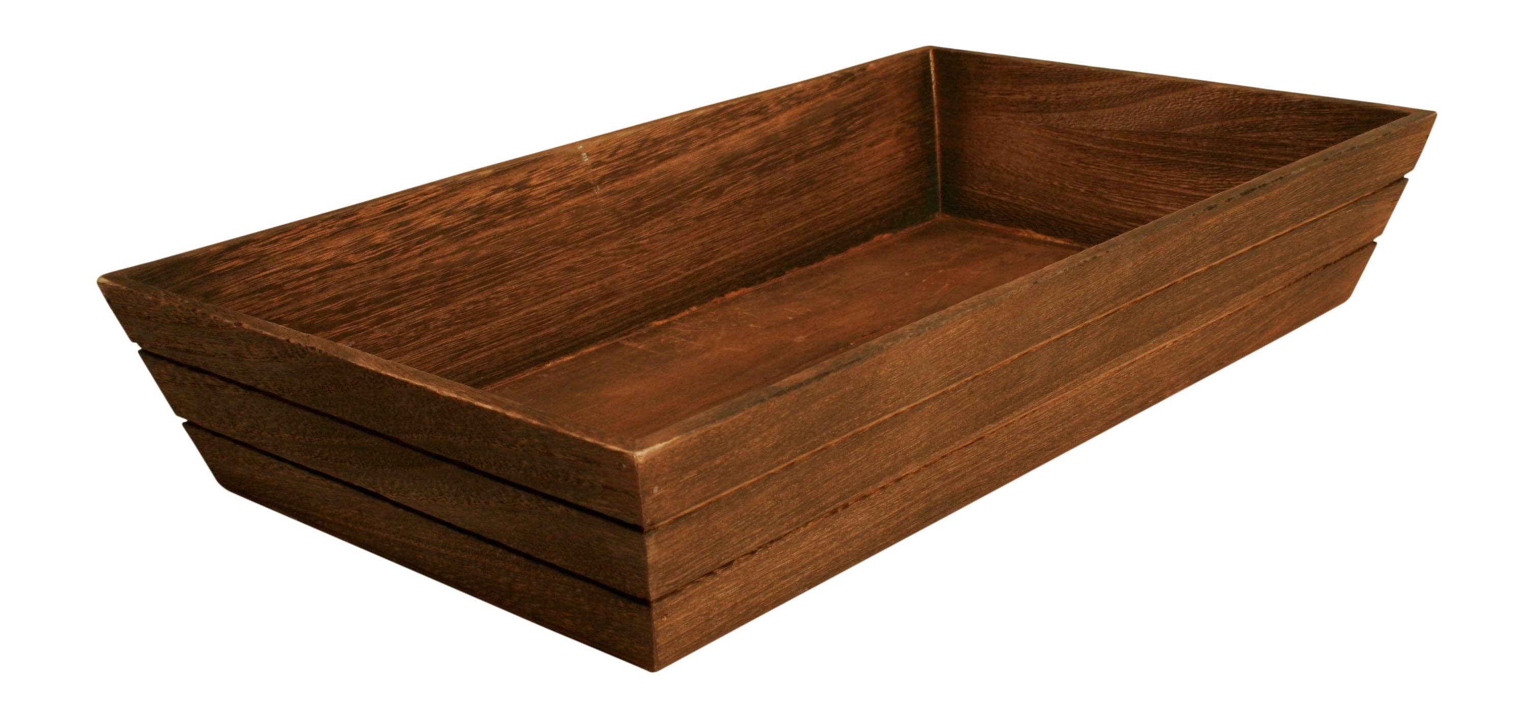 WALD IMPORTS - Wholesale Serving Tray - 17" Dark Stained Wood Grooved Serving Tray2