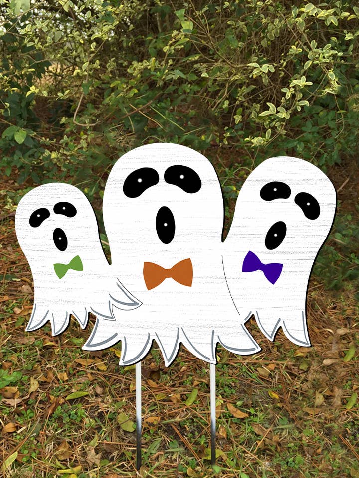 Three Ghosts Yard Stake for wholesale by Steel Southern Designs