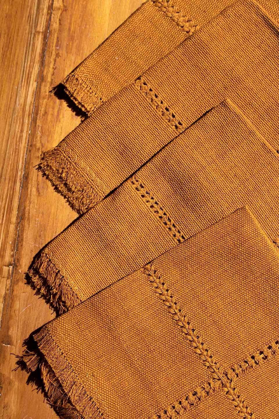 P.I.Project America - Wholesale Dinner & Cloth Napkin - Serviettes en coton tissées à la main - Ocre1