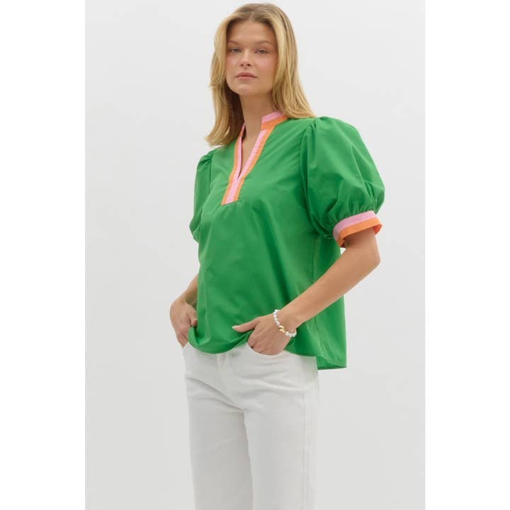 STYLE USA - Wholesale Tunic - Women's - Solid short bubble sleeve top1