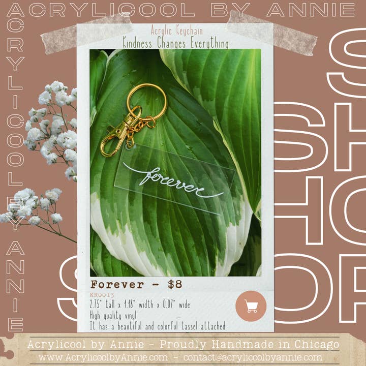 Forever - akryl nyckelring (rektangel 2,75 ”X 1.18") för wholesale av Acrylicool by Annie