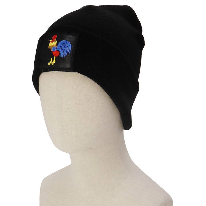 Rooster Classic Black Acrylic Cuffed Beanie for wholesale on Faire5