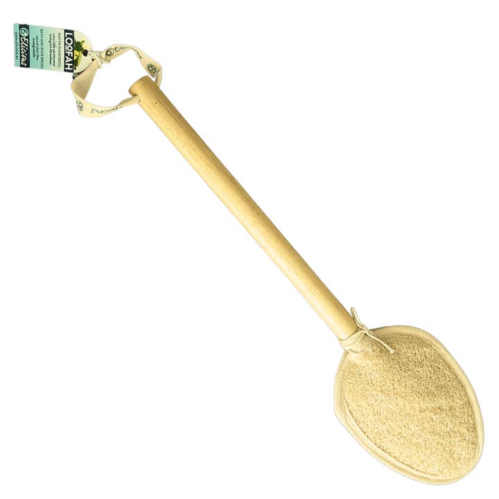 Spazzola da bagno in luffa con manico in legno per la vendita all'ingrosso da parte di Elicious