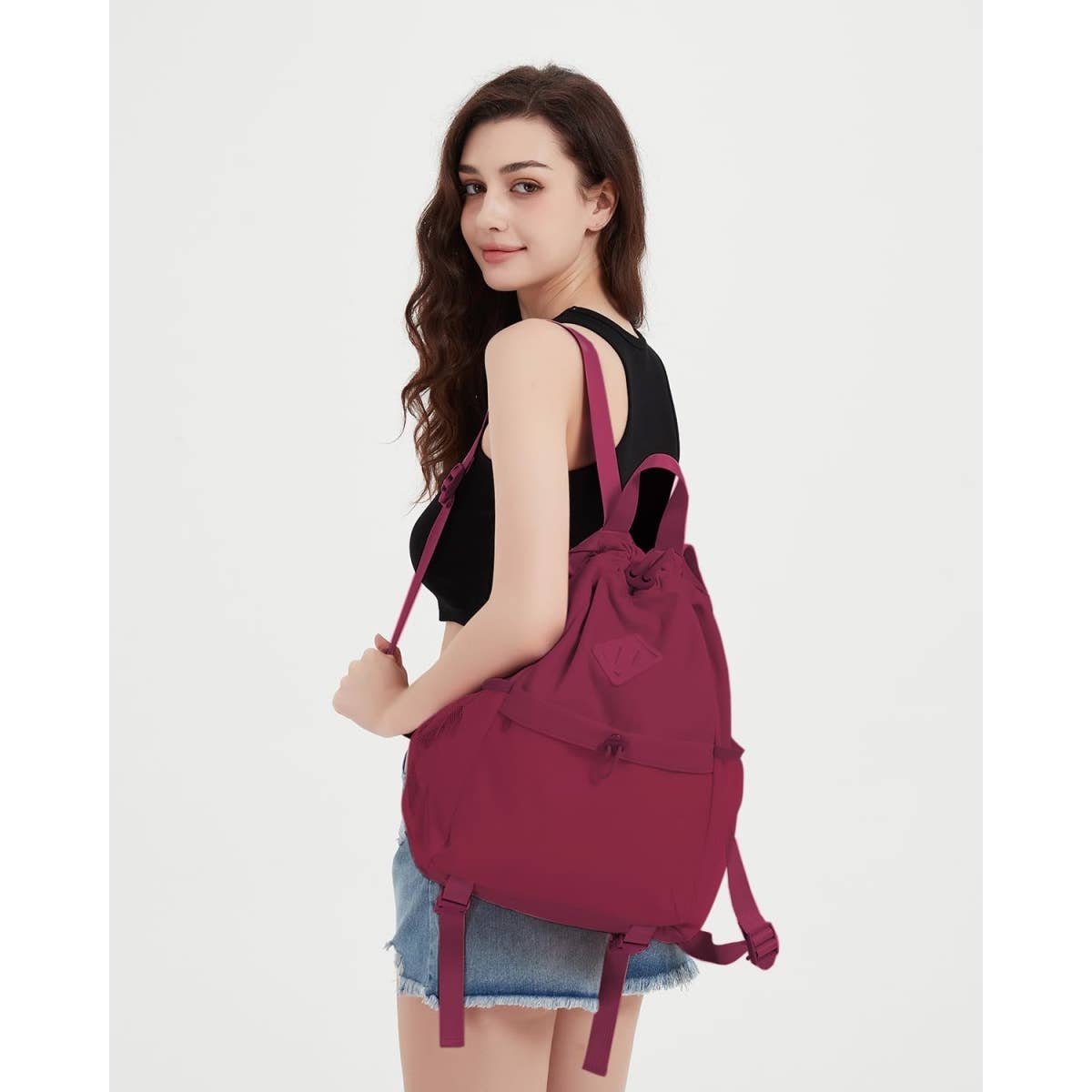 wandf - Vente Sac à cordon de serrage – unisexe - Sac à dos de sport avec cordon de serrage et sangle pour tapis de yoga29