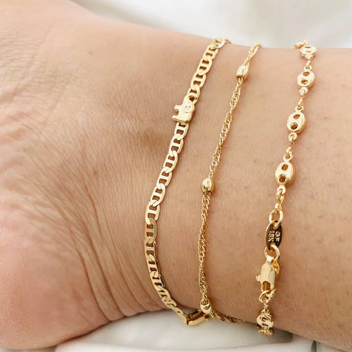 Housegoldjewelry - Wholesale Enkelbandje - Enkelbandje met olifant, enkelbandje met kralen, enkelbandje met puf link,11