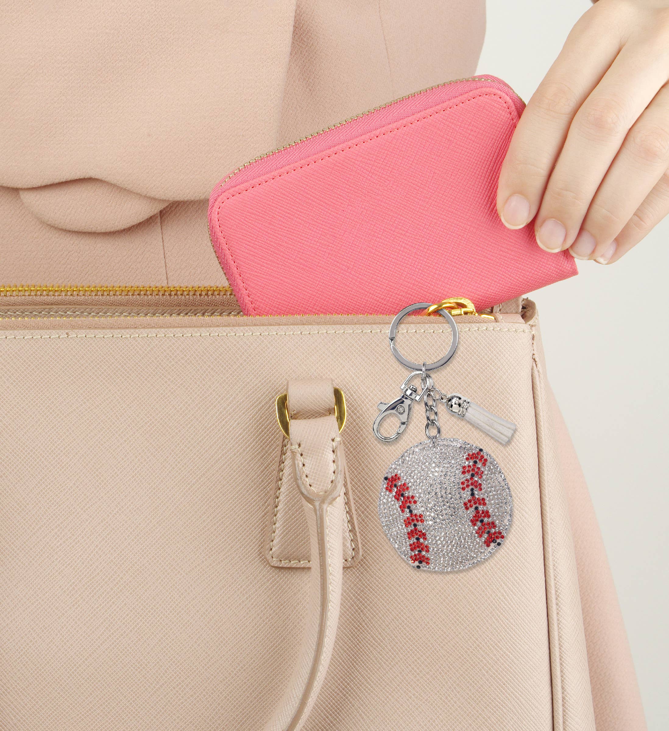 Cota Global - Wholesale Keychain - Unisex - Sparkling Rhinestones Charm With Tassel - Baseball5