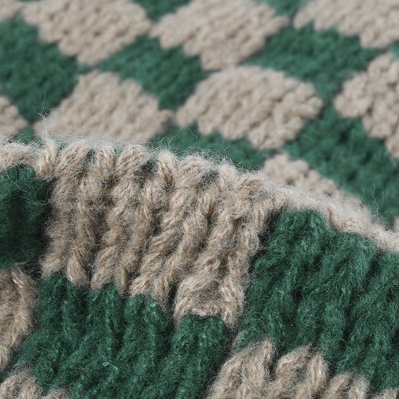 Dipped Shop - Wholesale Beanie - Women's - Plaid Contrast Color Warm Knit Beanie DPKB30197