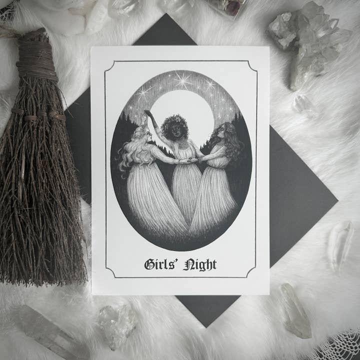 Mädelsabend - 10 gefaltete Karten - Hexenzirkel, Hexerei, Heidentum für den Großhandel von Caitlin McCarthy Art