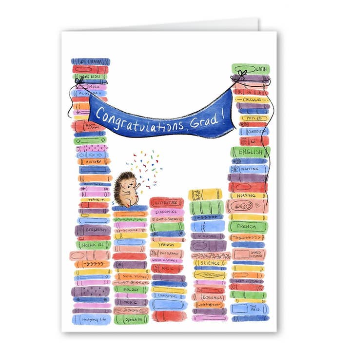 Congrats, Grad Hedgie Card for wholesale by Forest & Fauna Paper Co.