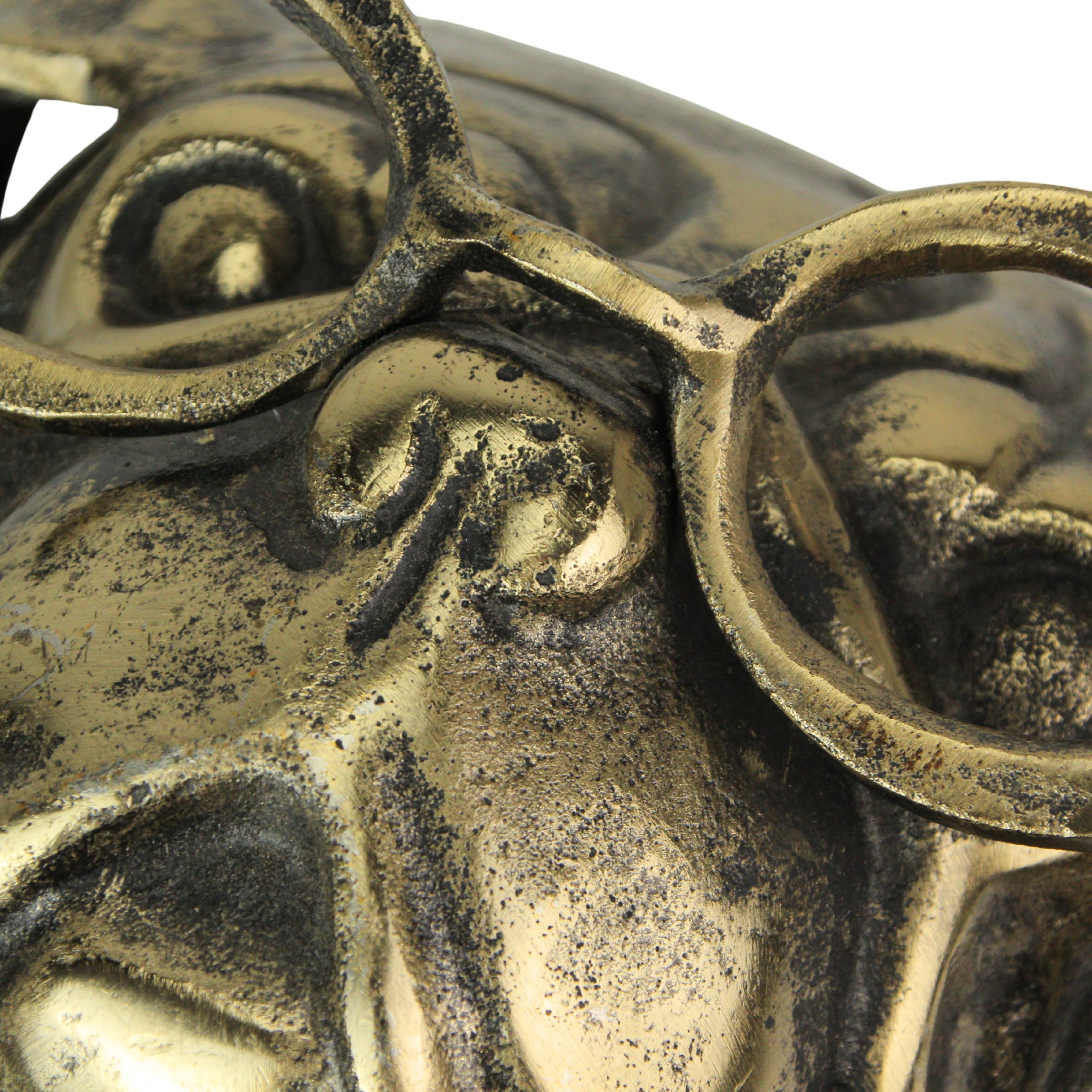 Zeckos - Wholesale Wall Decor - Kids & Baby - Gold Pug Dog Head Wall Hanging with Oval Spectacles 6" High2