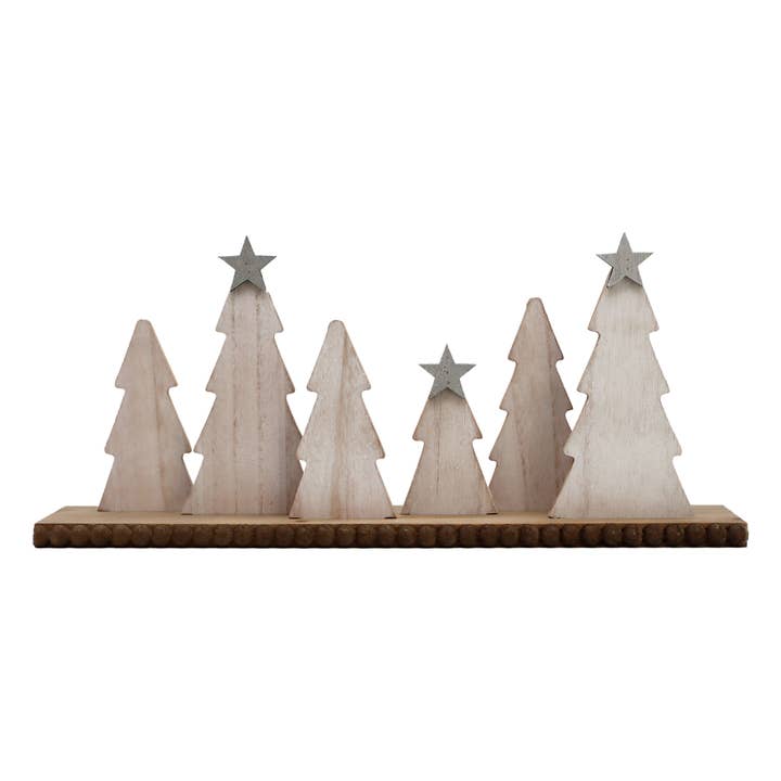 Paris Loft Inc - Wholesale Christmas Decoration - Wooden Christmas Tree with Sliver Star and Wood Base