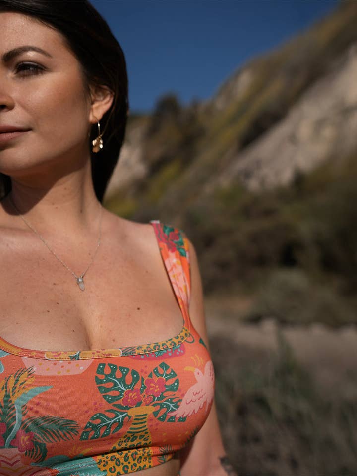 Sun & Sanctuary - Wholesale Tank Top - Women's - The Zephyr Cropped Tank Top in Vase de Flores1