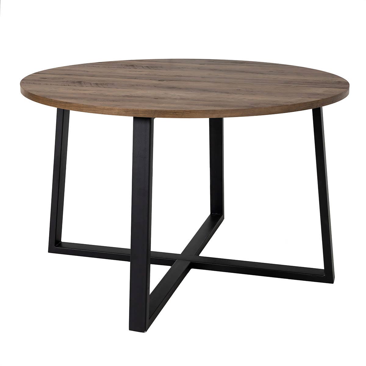 Gdeco - Wholesale Coffee Table - Round Table with Black Metal Legs and Old Oak Wood Top0