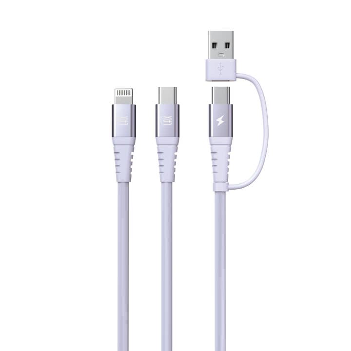 LAX Gadgets - Wholesale Charging Cable - 4-in-1 USB-A/USB-C to USB-C and Iphone Cables-Retail Pack15