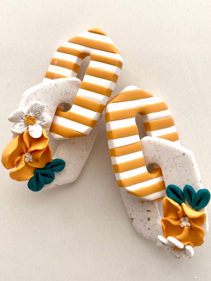 Brincos florais despojados de elo de corrente por atacado de Everything Ky and I