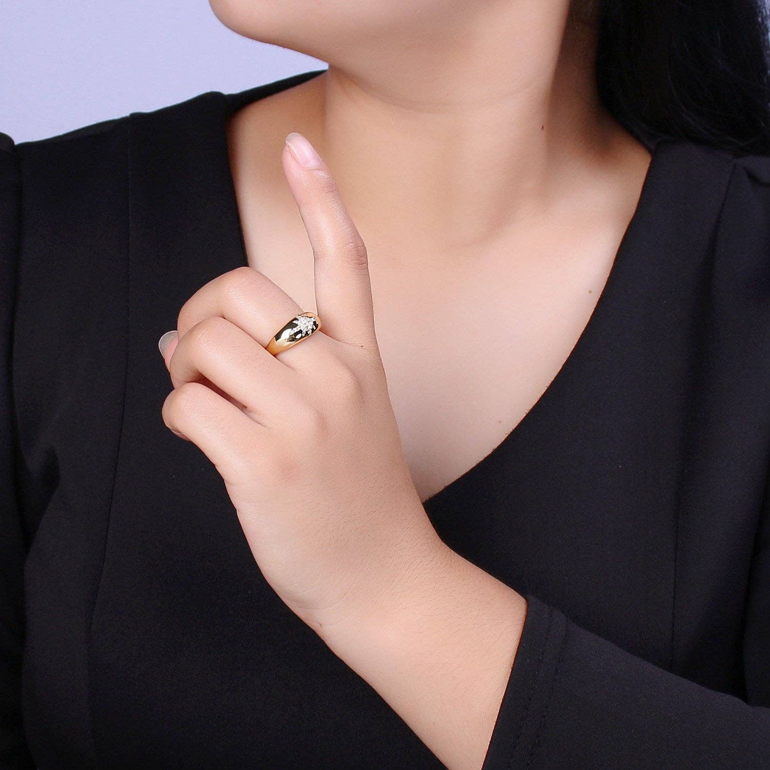 Aim Eternal - Wholesale Band/Stacked Ring - Star Dome Ring, Adjustable Gold Ring, Chunky Ring, Stackable Ring for Statement Jewelry Birthday Gift Idea for Her woman ring Sz 83