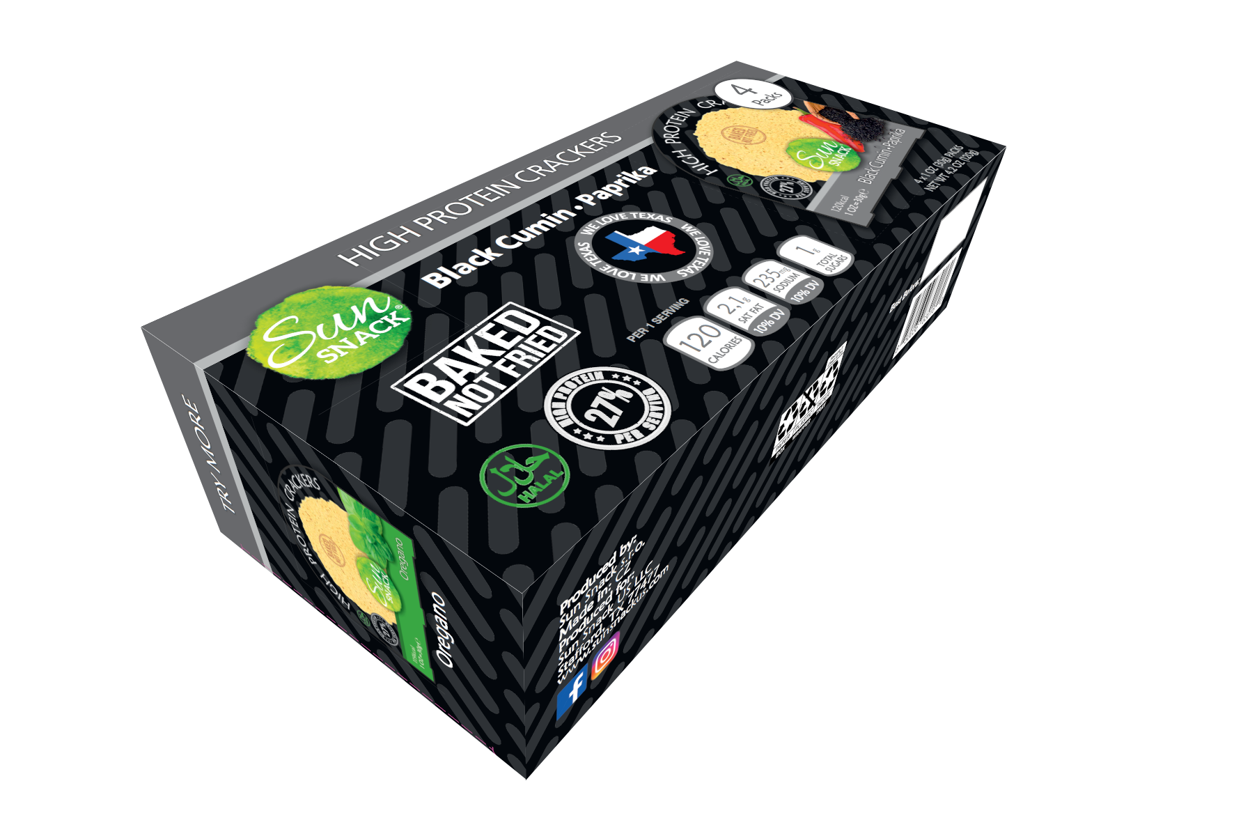 Sun Snack - Wholesale Crackers - High-Protein Black Cumin Crackers (4x30g) Pack2