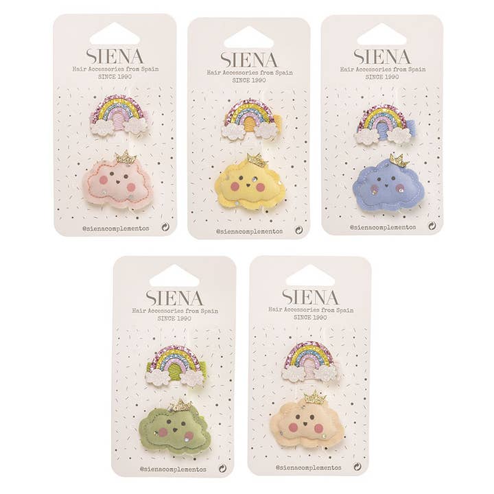 Lot de pinces à cheveux en forme d'arc-en-ciel et de nuage pour la vente par Siena Hair Accessories