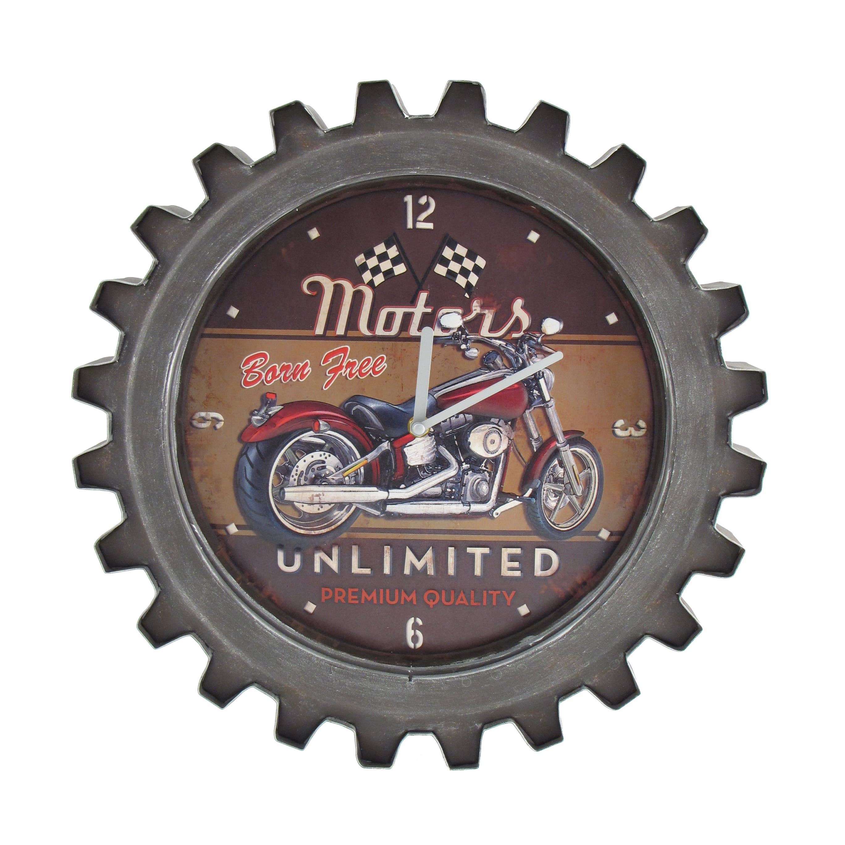 Zaer Ltd. International - Vente Horloges murales - Horloges de moto en forme d'engrenage de style vintage - 6 styles Asst4