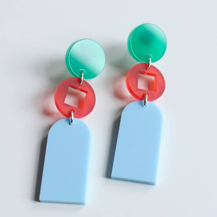 Geo Oorbellen - Groen voor wholesale door Ama Design