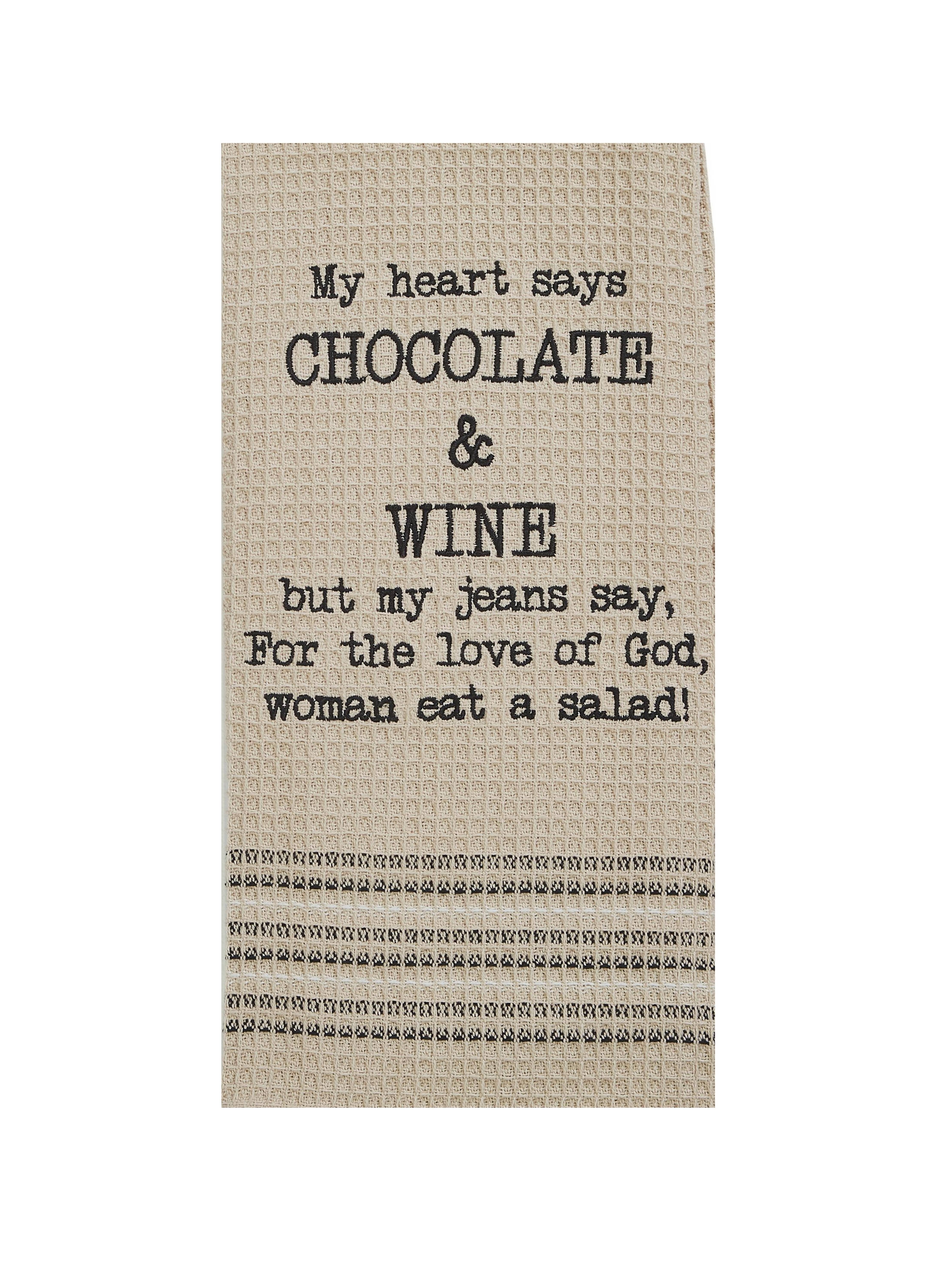 Mona B. - Wholesale Tea Towel - CHOCOLATE AND WINE WAFFLE-WEAVE DISHTOWEL (Set of 2), MH-1141